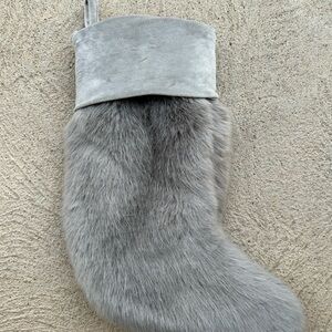 Restoration Hardware Luxe Faux Fur Christmas Stocking Gray